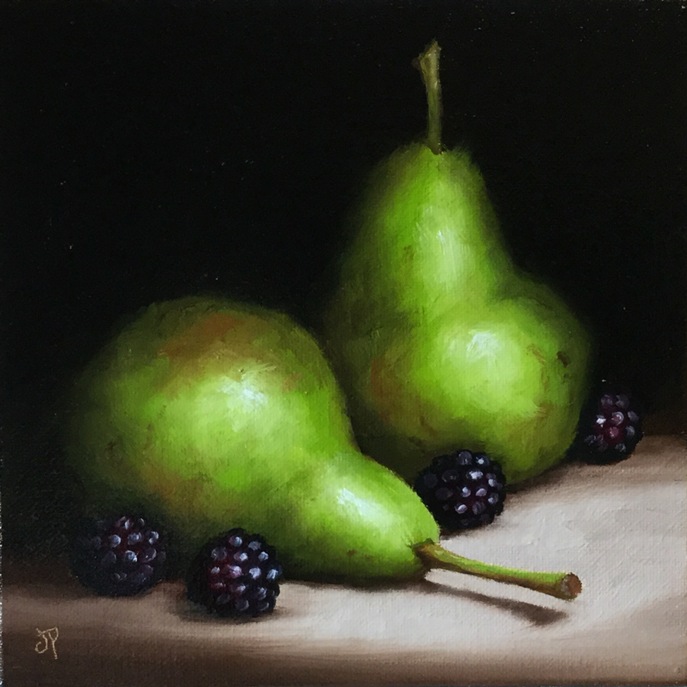 'Pears with Blackberries' by artist Jane Palmer